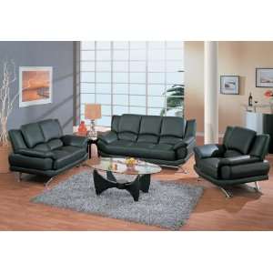  Global Furniture Modern Black Leather Sofa Set: Home 