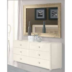 Modern Bedroom Mirror in Beige Finish Made in Italy 33B106