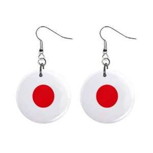  Japan Flag Button Earrings 