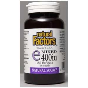 Vitamin E 400iu Mixed Tocopherols (180Capsules) Brand Natural Factors