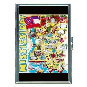 Mississippi Map with Sights, ID Holder, Cigarette Case or Wallet MADE 