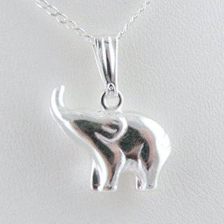   & White Sapphire Elephant Pendant/Necklace with 18 Chain: Jewelry