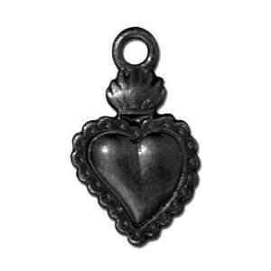  22mm Black Sacred Heart Milagro Charm by TierraCast Arts 
