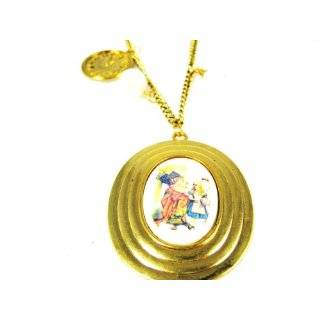 Alice Theme Pendant Goldtone Charm Necklace and Earring Set by JC 