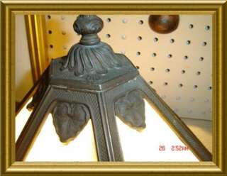    BRONZE SLAG LAMP with CROWN & Cross IMPRESSED MARK ON THE SHADE