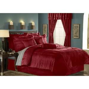 7Pcs Queen Metrotown Bed in a Bag Comforter Burgundy:  Home 