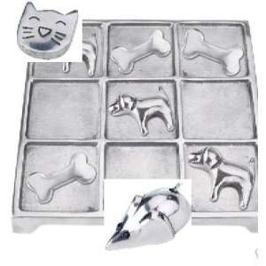  Tic Tac Toe Game with Dogs and Bones   Polished Metal Pet 