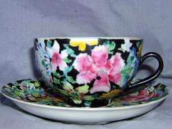 Antique Chinese Export Qing Mille Fleur Cup & Saucer Plate Marked 