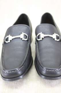 Salvatore Ferragamo Magnifico Black Loafer Moccasin 9 pebbled Leather 
