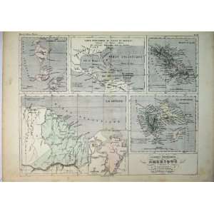  Antique Map America Atlantic Ocean Martinique Print