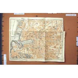   MAP 1907 STREET PLAN TOWN MARSEILLE FRANCE VIEUX PORT