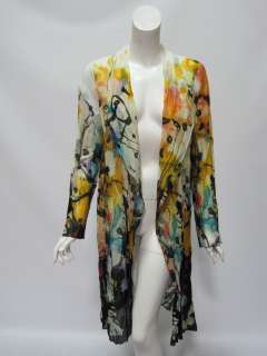 Lundstrom womens multi printed open front duster style dress 6 $308 