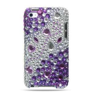 Rhinestones Protector Case for iPod touch (4th gen.) Purple Silver 