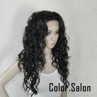 HAND TIED Synthetic Hair LACE FRONT FULL WIGS GLUELESS Brown Black 