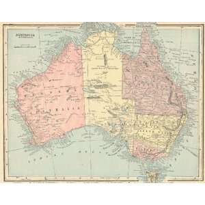  Cram 1898 Antique Map of Australia