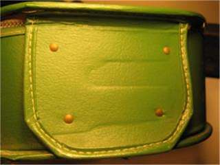 SUITCASE GREEN SMALL VINTAGE MAKE UP BAG HAT BOX DAY BAG ZIPPER 