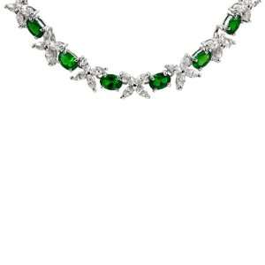  Jaffas Fancy Flower Tennis Necklace   Faux Emerald   17 