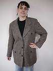 LLBEAN Womens Woven WOOL Blend Hackney LEATHER Buttons Jacket COAT 12 