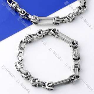   Mens Punk Silvery Stainless Steel Link Chain Necklace Bracelet Jewelry