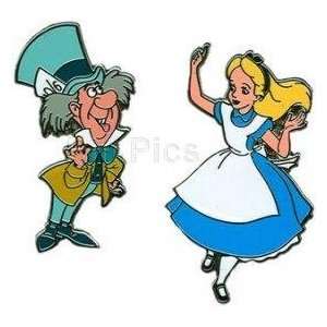 Disney Pins   Alice in Wonderland   Alice and Mad Hatter   2 Pin Set 