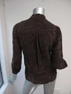 Joie Chocolate Brown Long Sleeve Wrinkled Button Down Waist Tie Blouse 