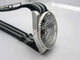   Black ceramic bezel sterile dial GMT II MASTER ZULU STRAP WATCH  