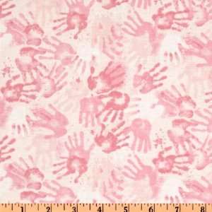  44 Wide Bake Handprints Pink Fabric By The Yard: Arts 