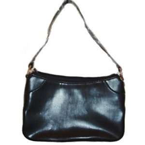 Classic Little Black Leatherette Shoulder Handbag Purse with Single 