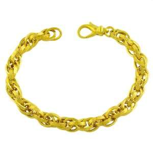   Karat Yellow Gold over Silver Textured Oval Link Bracelet (7.5 Inch