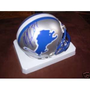  Signed Calvin Johnson Mini Helmet   w COA   Autographed 