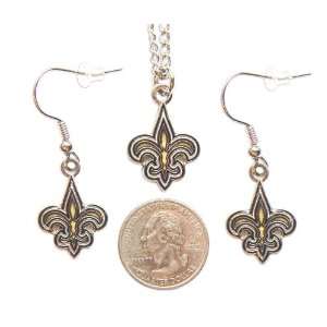  New Orleans Saints Necklace and Dangle Earring Charm Set 