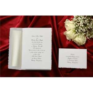  Deckled Edge Bright White Folded Card Wedding Invitations 