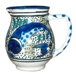  Le Souk Ceramique Small Pitcher/Creamer, Aqua Fish Design 
