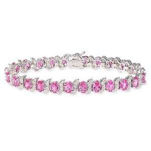  Paris Jewelry 14 Carat Pink Sapphire and Diamond Bracelet 