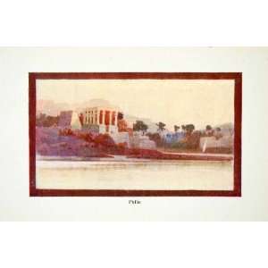  1908 Color Print Philae Lamplough Egypt Africa Water Lake Nasser 
