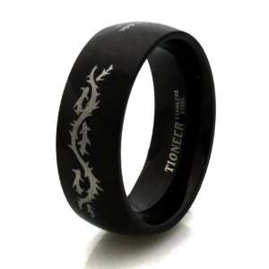  Black Stainless Steel Ring w/ Barbed Wire Design (Size 10 