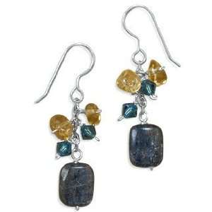  Kyanite, Smoky Quartz & Turquoise Crystal Earrings in 