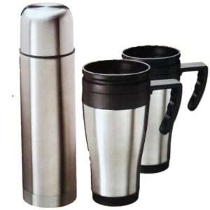  Piece Stainless Steel Bottle (Thermos) & 2 Mugs Set 