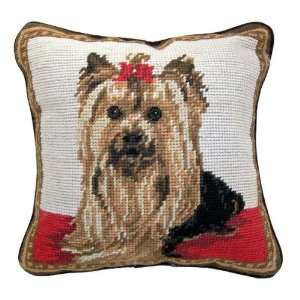  Yorkie Yorkshire Terrier Dog Needlepoint Throw Pillow 10 