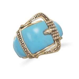  Bronze and Turquoise Buckle Design Ring, Sz 6 10 Jewelry