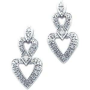  14K White Gold .44ct Diamond Heart Vintage Earrings New Jewelry