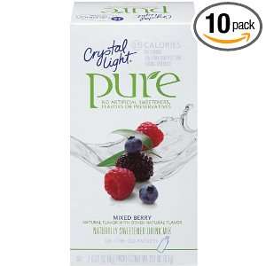 Crystal Light Pure Mixed Berry On The Go, 7 Count Boxes (Pack of 10 