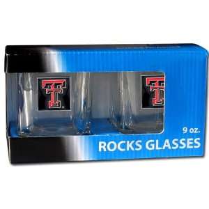  NCAA Texas Tech Red Raiders Rocks Glass Set: Sports 