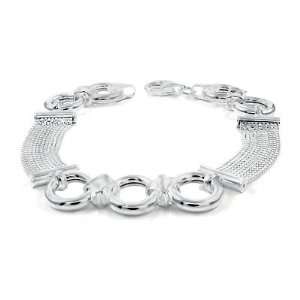  Sterling Silver Ten Line Box Chain Bracelet Adorned with 