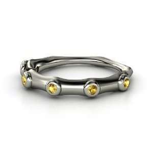  Bamboo Ring, 14K White Gold Ring with Citrine Jewelry