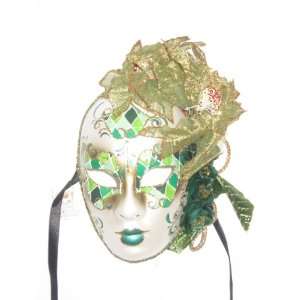    Green Volto Fiori Organza Venetian Masquerade Mask