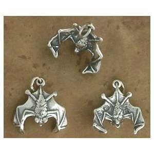  Sterling Silver Charm, Upside Down Bat, 11/16 inch, 2.5 