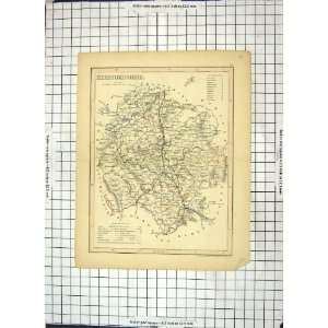  Archer Antique Map Herefordshire England Hereford Bromyard 