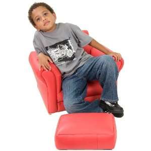  Red Vinyl Upholstered Kids Lounge Chair with Matching 