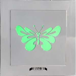   Art   Silver Frame Green Butterfly   Metal Butterfuly Wall Art: Home